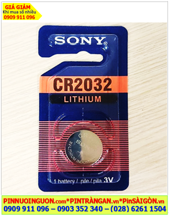 Sony CR2032, Pin 3v lithium Sony CR2032 chính hãng, Xuất xứ Indonesia (Loại vỉ 1viên)